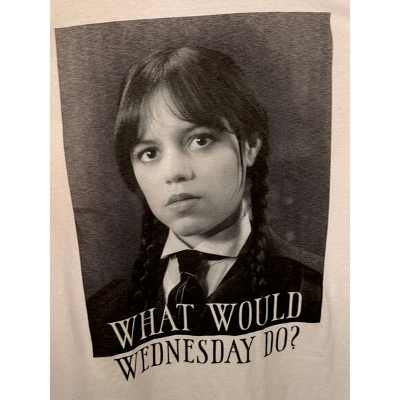 Wednesday Adams Jenna Ortega Shirt What Would Wednesday Do White & Black Size M - Picture 3 of 4